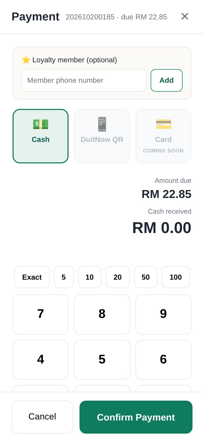 Taking a cash payment